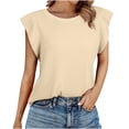 thumbnail image 1 of Mujeres de Verano Camisetas Sueltas de Ajuste sin Mangas Manga de Ruffle, Sólido Moderno Casual Básico Top, 1 of 9