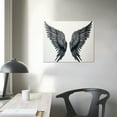thumbnail image 3 of JRXY  Large Black and White Canvas Prints Angel Wings Wall Art Contemporary Art Painting for Living Room Picture Framed Art Work for Walls Home Decoration Ready to Hang Gift  16x12in, 3 of 4