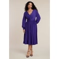 thumbnail image 2 of ELOQUII Women's Plus Size Knot Front Pleated Skirt Dress, 2 of 4