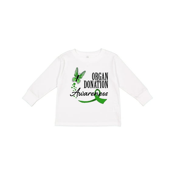 Inktastic Organ Donation awareness- butterfly green ribbon Boys or Girls Long Sleeve Toddler T-Shirt