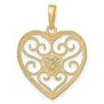 thumbnail image 4 of FJC Finejewelers 10 kt Yellow Gold with Rhodium Filigree Beaded Heart Charm 24 x 19 mm, 4 of 6