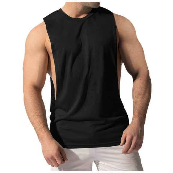 Fgnfyis Men's Fitness Tank Tops Casual Sleeveless Vest Popular Sportswear Comfortable Loose Design for Daily Wear Gym and Outdoor Activities Mens Tops Black XXXL