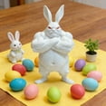 thumbnail image 2 of Powerful Muscular Rabbit Easter Home Tabletop Entrance Piece for Desktop Ornament Decorative Material Non- Water Absorbent Plaque, 2 of 5