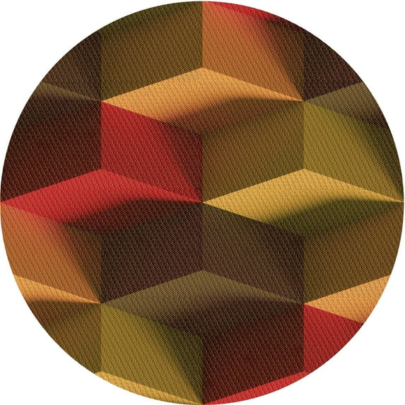 Ahgly Company Machine Washable Indoor Round Transitional Dark Red Area Rugs, 4' Round