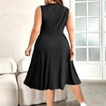 thumbnail image 6 of Blmnix Woman Dress Fit & Flare A Line Dresses Plus Size Dresses Dresses Sleeveless Black Midi Dresses Henley Antimicrobial Protection Casual Dresses,XXXL, 6 of 7