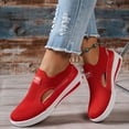 thumbnail image 3 of Women's Hollow Out Slip on Sneakers Summer Breathable Platform Tennis Shoes Lightweight Soft Sole Mesh Walking Loafers Red Size 8.5, 3 of 5