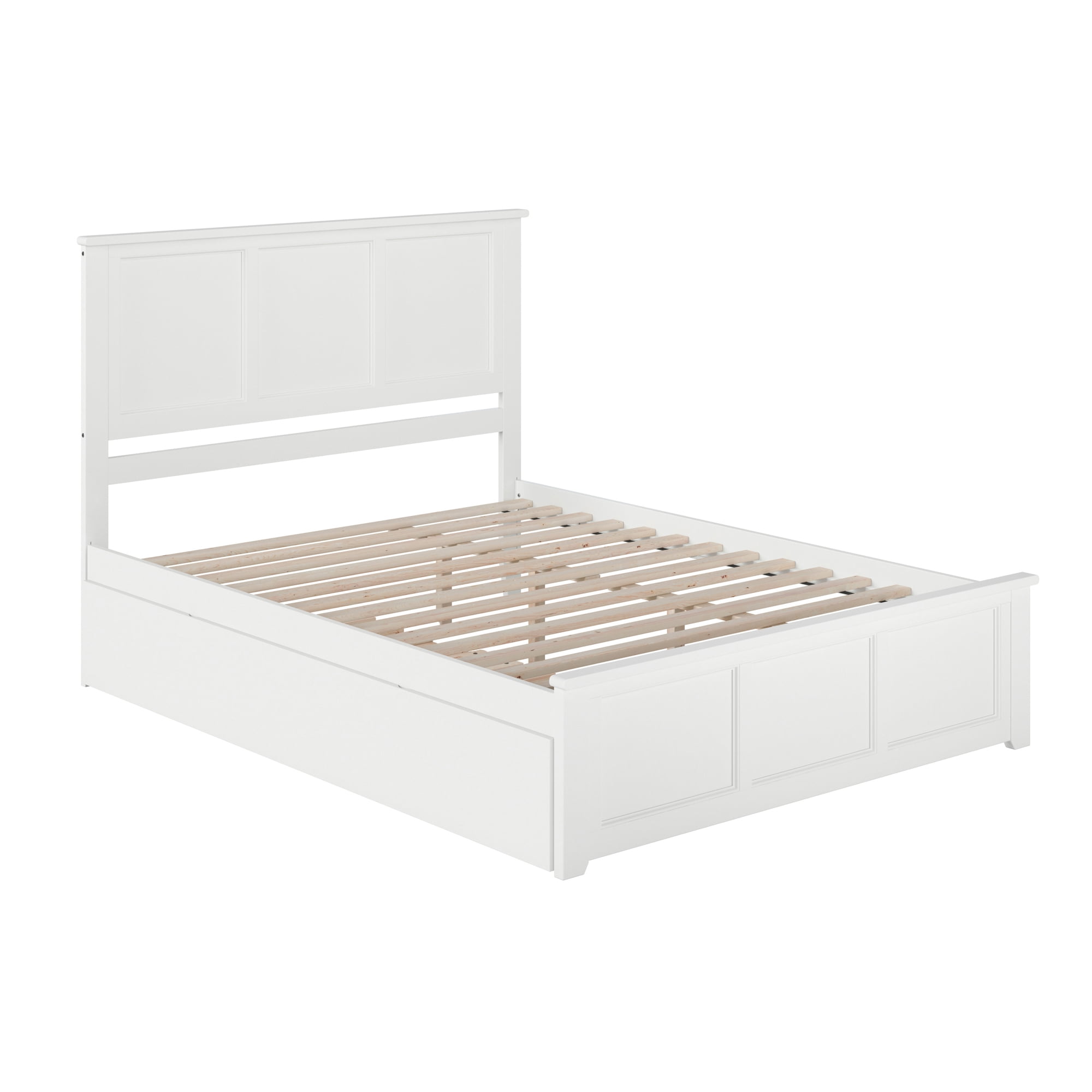 AFI Madison Queen Platform Bed with Wood Headboard Footboard & Twin XL Trundle, White
