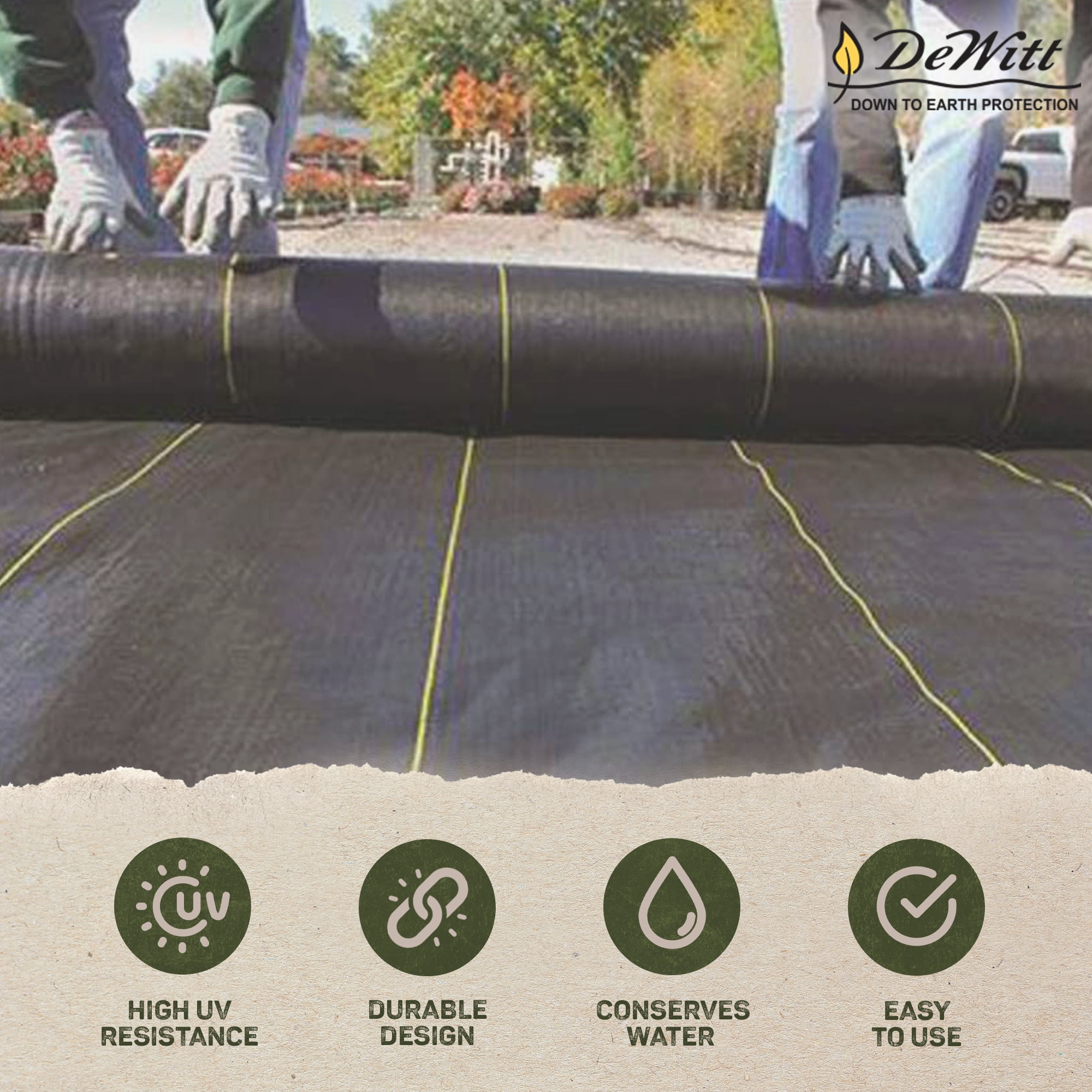 DeWitt 9-Pack Sunbelt Weed Barrier Fabric 3.2 oz, Heavy-Duty Ground Cover, 4 x 300 Feet