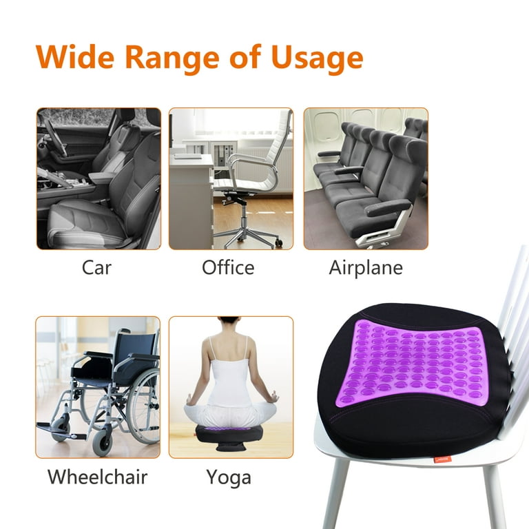  Purple Seat Cushion-Non-Slip Orthopaedic Gel & Memory Foam  Coccyx Cushion for Tailbone Pain - Office Chair Car Seat Cushion - Sciatica  & Back Pain Relief : Office Products