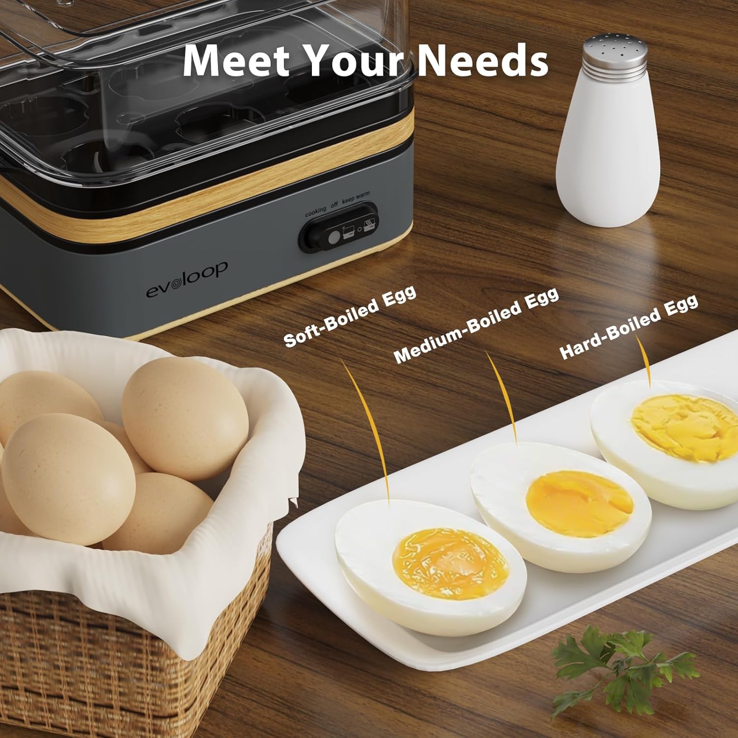 Evoloop Rapid Egg Cooker and Electric Kettle Combo with 1.7L Capacity for Busy Households
