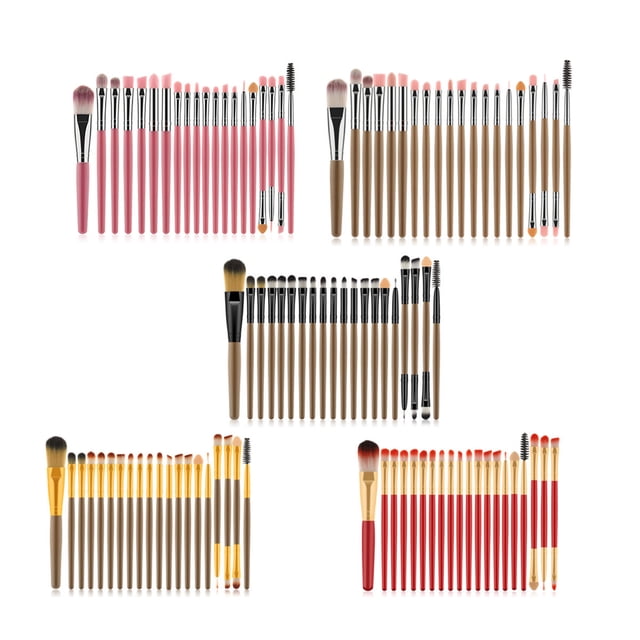 HONITANO 20Pcs Makeup Brush Kit with Assorted Color Handles and Fine Nylon Bristles for Makeup Use