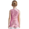 thumbnail image 3 of dPois Combinaison Sans Manches à Sequins Patchwork pour Filles, Rose Unitard 16, 3 of 4