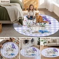 thumbnail image 6 of Round Area Rug 3ft, Spring Easter Rabbit Non-Shedding Washable Area Rug, Purple Iris Plaid Lilies Non Slip Low-Profile Circle Rugs for Living Room, Bedroom Dining Room, 6 of 9