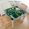 thumbnail image 2 of COMIO Tropical Leaf Tropical Green Palm Leaves Design Square Tablecloth Full Width Single-Sided Printing White, 2 of 7
