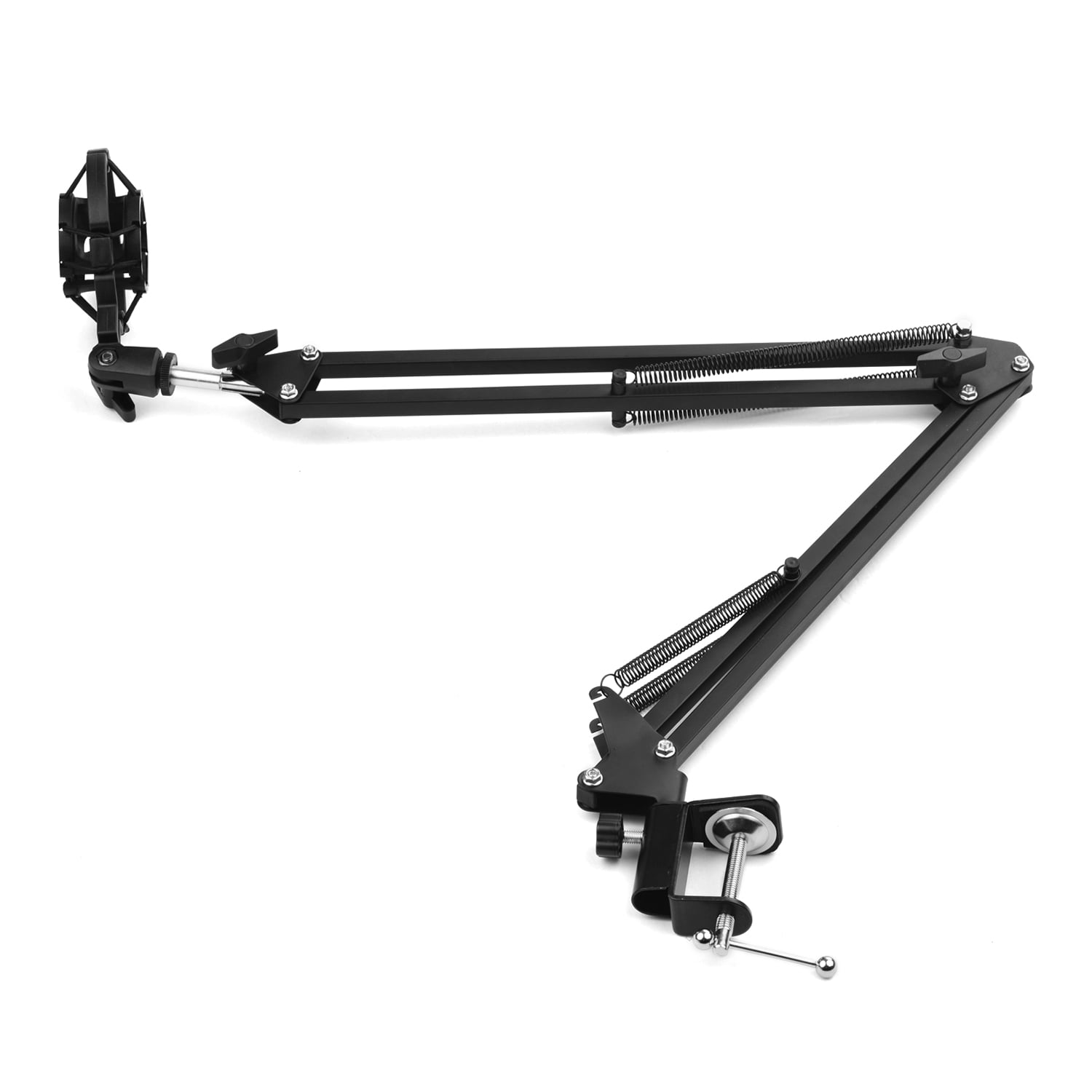 Adjustable Foldable Microphone Stand Heaby Duty Metal Mic Arm Bracket with Shock Proof Holder Windshield Filter for Studio Recording Live Video Broadcasting Online Singing