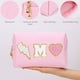 thumbnail image 2 of Bolsa de cosméticos con letras rosas, bolsas de aseo para el cuidado de la piel de chenilla, viaje para mujeres y niñas, 2 of 4
