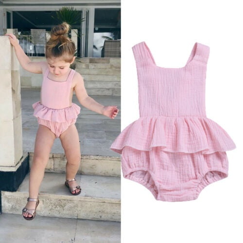 Newborn Infant Kids Baby Girls Romper Jumpsuit Ruffle Playsuit Outfits Costume 