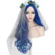 thumbnail image 1 of wonima44 Adult Corpse Cosplay Bride Wig with Veil & Flower Crown & Wig Cap for Women Girl, Max Beauty Long Curly Dark Blue Wigs for Halloween Costumes Party Hair, 1 of 1