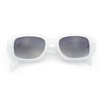 thumbnail image 1 of Womens Mod Bold Geometric Bevel Narrow Rectangle Minimal Plastic Sunglasses White - Smoke, 1 of 6
