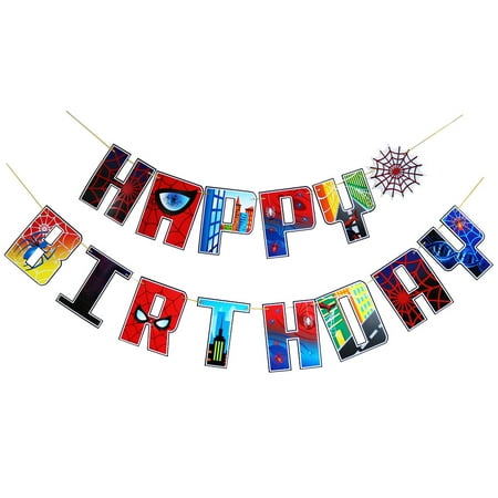 Avengers Superhero Birthday Flag, Spider-Man Thor Hulk Paper Banner