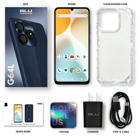 BLU G64L G0991WW 64GB Dual-SIM GSM Unlocked, Deep Blue