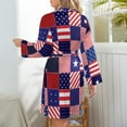thumbnail image 6 of American Flag Painting Brush Style Night Robe Long Sleeve V Neck Robe With Belt Women's Sleepwear Dresses, 6 of 9