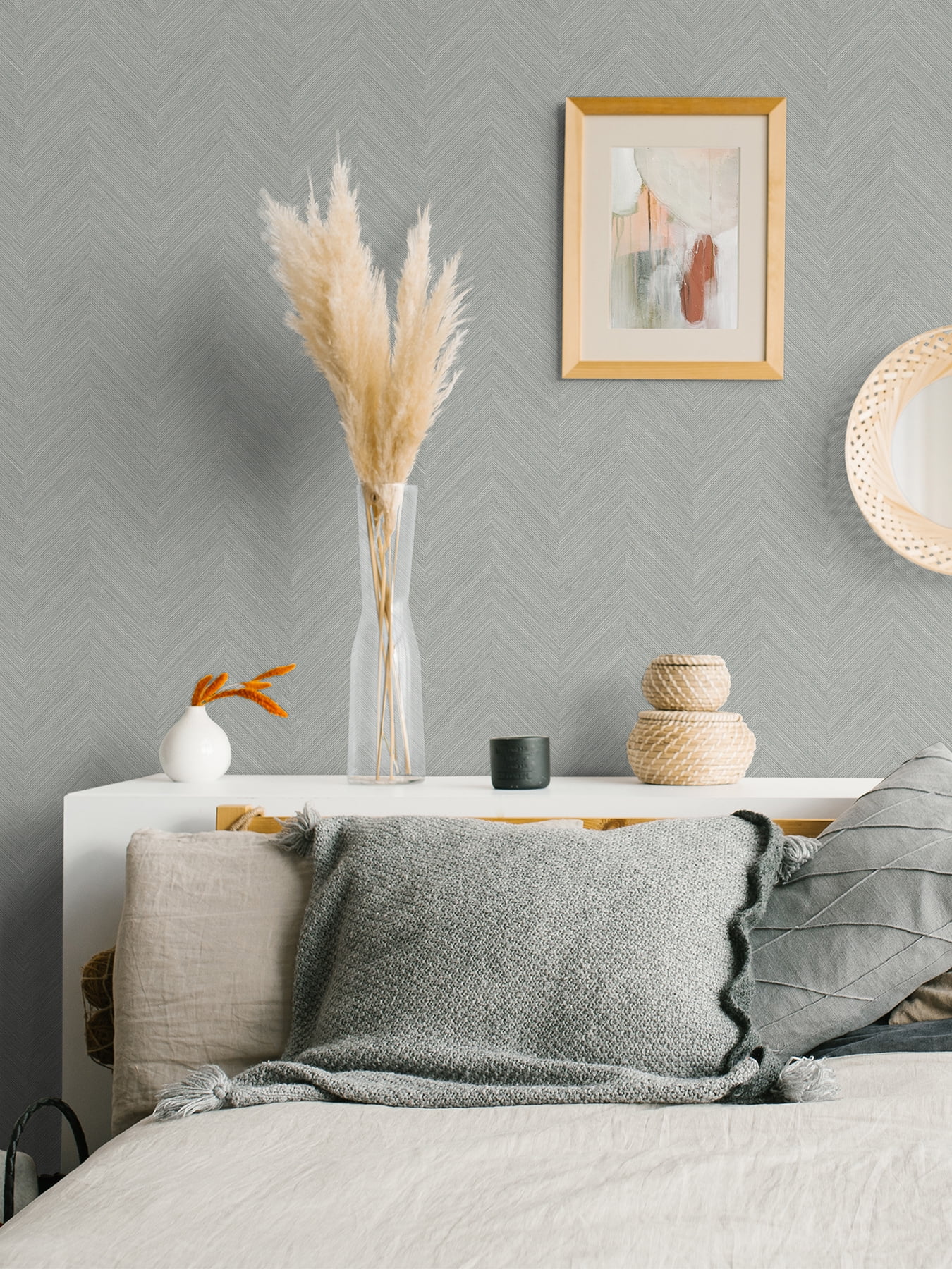 Nuwallpaper Taupe and Blue Sampson Peel & Stick Wallpaper