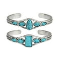 thumbnail image 2 of SIfdSeng Boho Vintage Turquoise Engraved Openwork Geometric Bracelet Open Adjustable Bracelet Silver Bracelets for Women Friendship Bracelets Bulk Initial Bracelets for Women Sterling Silver, 2 of 8