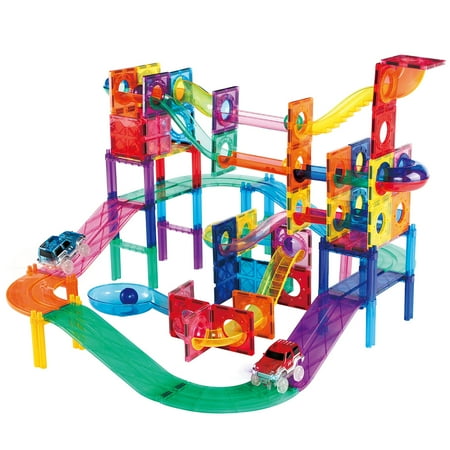 UPC: 0817338027162 | PicassoTiles 108pc 2-in-1 Magnetic Marble Run & Racing Track Playset Kids Toy for Ages 3+ Years PTG108