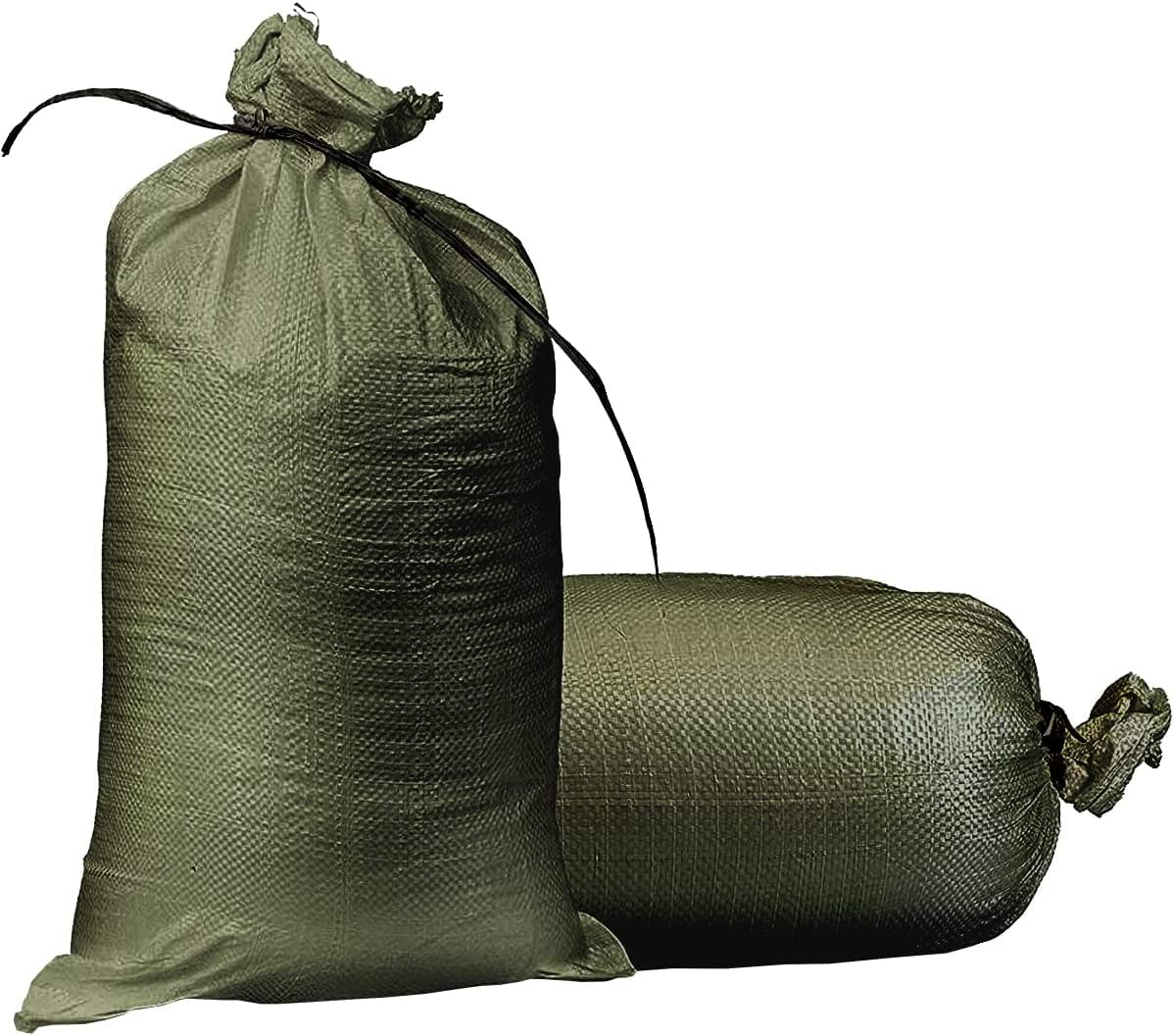 Empty Sandbags Military Green with Ties (Available in Various Bundles) 14" x 26" Woven