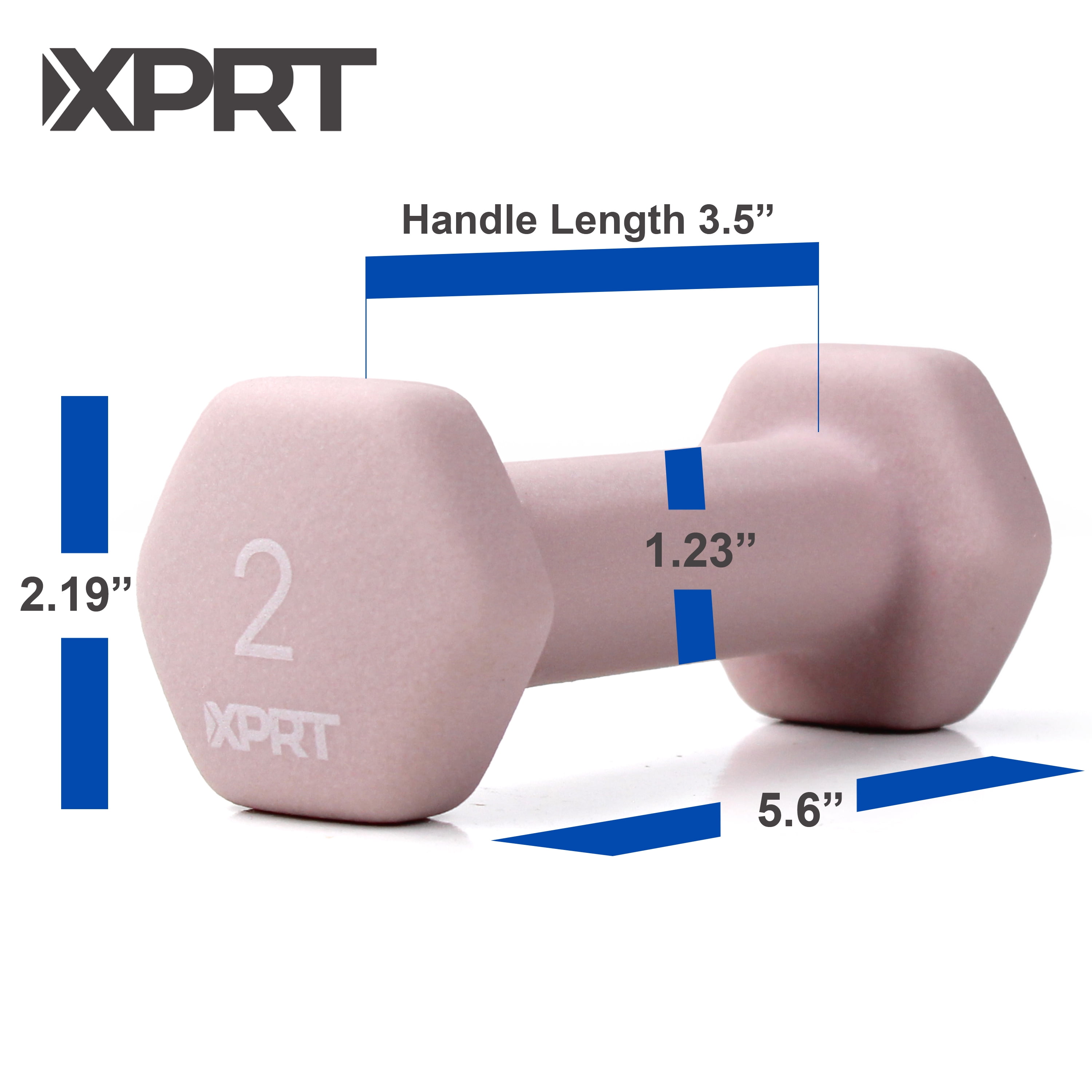 XPRT Fitness Neoprene Dumbbells Anti-Roll Hand Weight, 2 Lb., Pair