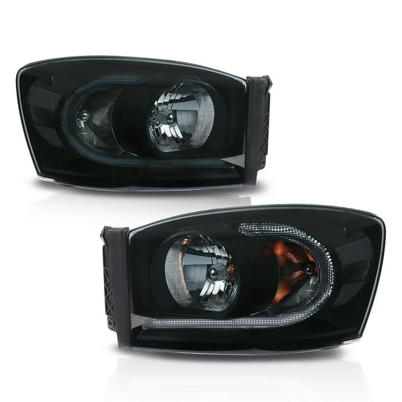 Pair Smoke LED Headlights Black Housing Set Fit For Dodge Ram 1500 2500 3500 2006-2009