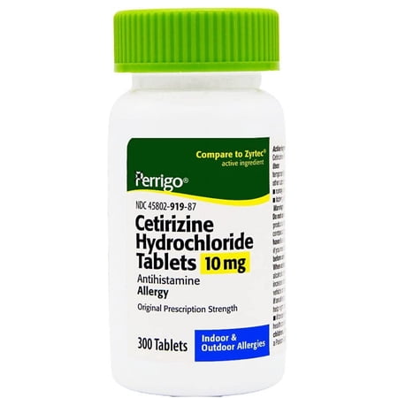 Perrigo Cetirizine Hydrochloride 10 mg Antihistamine Allergy - 300 Tablets