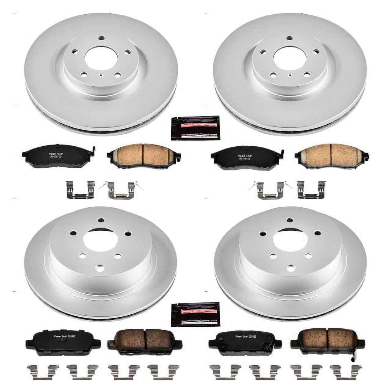 PowerStop Front and Rear Geomet Coated Brake Rotor and Pad Kit Fits: INFINITI Select Models CRK6237