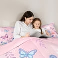 thumbnail image 5 of Homewish Girly Pink Butterfly Queen Comforter Set, Groovy Daisy Flower Bedding Sets, Teens Kids Boys Girls Reversible Bedding Comforter Set, Microfiber Bedroom Decor, 3pcs, 5 of 8