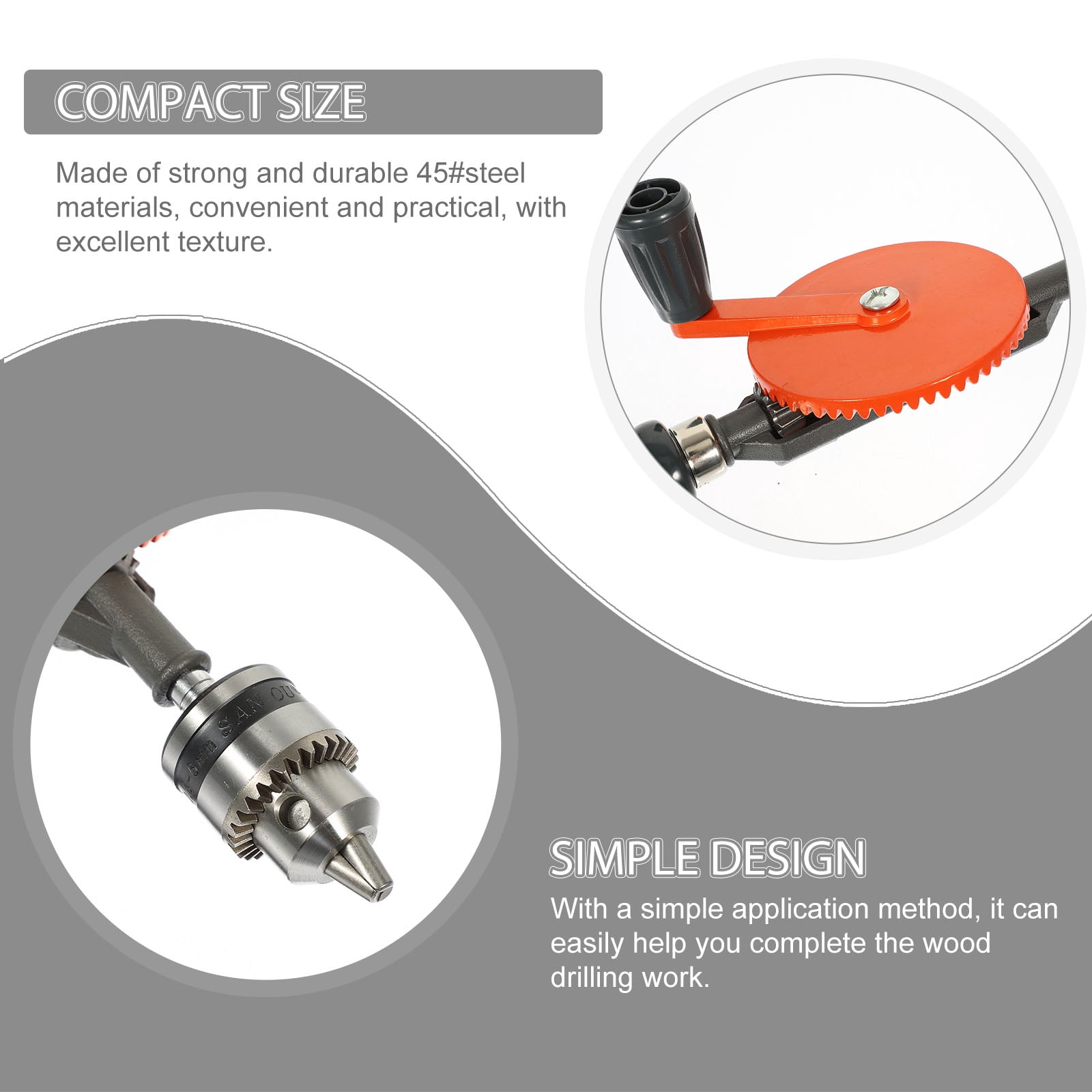 Raindrops 1 Set Hand Drill woodworking Drill 1/4-Inch Capacity Manual Drill with Drill Bit