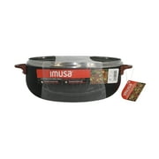 IMUSA 4.4qt Black Stone Aluminum Speckled Nonstick Caldero with Glass Lid & Wood Look Handles, Black