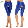thumbnail image 2 of Women Sexy Glossy Crotchless Shorts Rave Party Nightclub Hot Pants Stretchy Smooth Elastic Waistband Leggings Nightwear ClubwearL Gong Bohan LED, 2 of 2