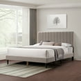 thumbnail image 5 of Queen Size Upholstered Platform Bed Frame with Wing Back Headboard, Wooden Slats and Metal Legs, 5 of 8