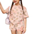 thumbnail image 2 of Grblisyd Girls 2 Piece Outfits Cute Animal Print Short Sleeve Crew Neck Tops and Elastic Waist Shorts Set Soft fashion Clothing Sets, 2 of 7