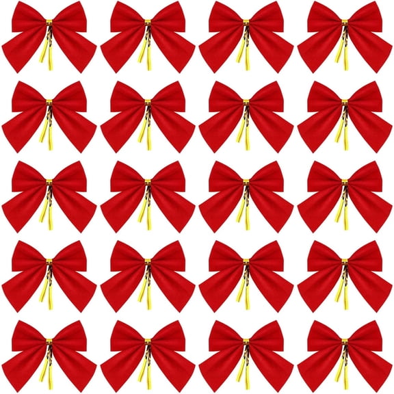 Janrevotw 36 Pieces Small Red Bows for Christmas Tree, Mini Ribbon Bows Ornaments Crafts for Christmas Wreaths Tree Decoration