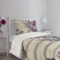 thumbnail image 4 of Ambesonne Lavender Quilted Bedspread Set 2 Pcs, Nostalgia Farm Leafy Bloom, Twin Size, Pale Khaki Quartz Mauve, 4 of 4