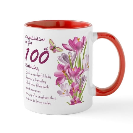 CafePress – 100Th Birthday Crocus Gift Mug Mugs – 11 oz Ceramic Mug – Novelty Coffee Tea Cup