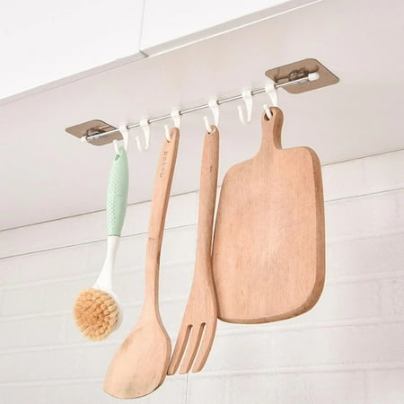 

Shelf with Hooks underneath Stick on Wall Hooks for Kitchen Small Towel Holder Siding Clips for Oven Hook Self- Six Hooks Wall Cup Hook Screw Gutter Clips for Garland Wall Nails for