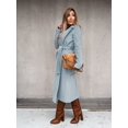 thumbnail image 3 of LinYooLi Trench Coats for Women Casual Lapel Long Solid Color Wrap Coat Wool Blend Overcoat Shacket Jacket, 3 of 4