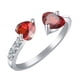 thumbnail image 2 of Anillo abierto de doble corazón con diamantes y circonitas para mujer, 2 of 2