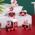 thumbnail image 1 of OULII Red Christmas Wood Train Adornment Decorations for Holiday Home Decor 2pcs, 1 of 7
