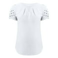 thumbnail image 3 of Womens Blouses Summer Fashion Casual V Neck Hollow Lace Chiffon Shirt Short Sleeved Shirt Top Going Out Tops for Women, 3 of 5