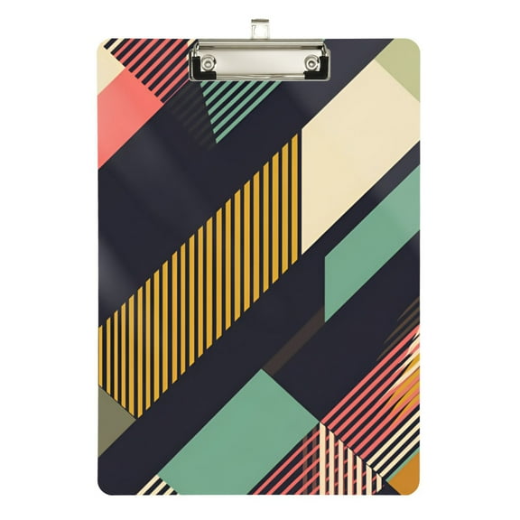 FORMRS Acrylic Clipboard with Low Profile Clip Standard A4 Letter Size, 12.5" x 9", Green Geometric