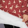 thumbnail image 3 of Oversized Wearable Blanket Hoodie,Red Christmas Reindeer Pattern Sherpa Blanket Hoodie with Super Pockets,Super Warm Fuzzy Pullover for Women & Men, 3 of 6